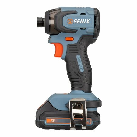 SENIX 20 Volt Max Brushless 1/4-in. Impact Driver, Brushless Motor, 2 Ah Battery, 2A Charger PDIX2-M2